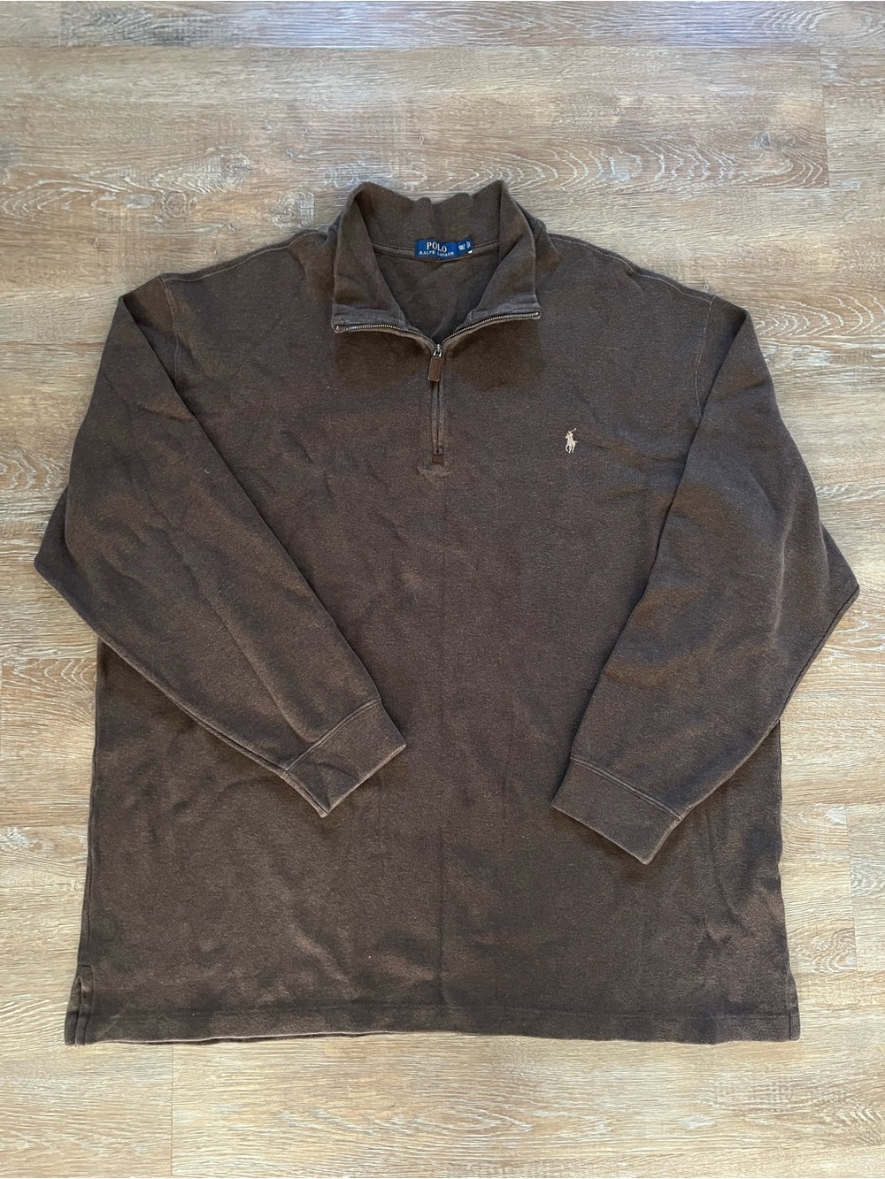 Polo Ralph Lauren Quarter Zip Pullover Brown | Size 3XLT Tall | Cotton Sweater